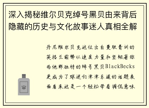 深入揭秘维尔贝克绰号黑贝由来背后隐藏的历史与文化故事迷人真相全解